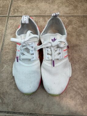 adidas White Women’s Sneakers with Pink & Purple Highlights